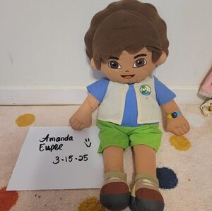 Kids Plush Toy with Blue and Green Outfit